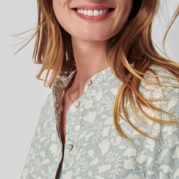 Faherty Penelope Dress Linen Blend Floral Print 3/4 Sleeve Sheath Dress | Size S - Picture 3 of 16